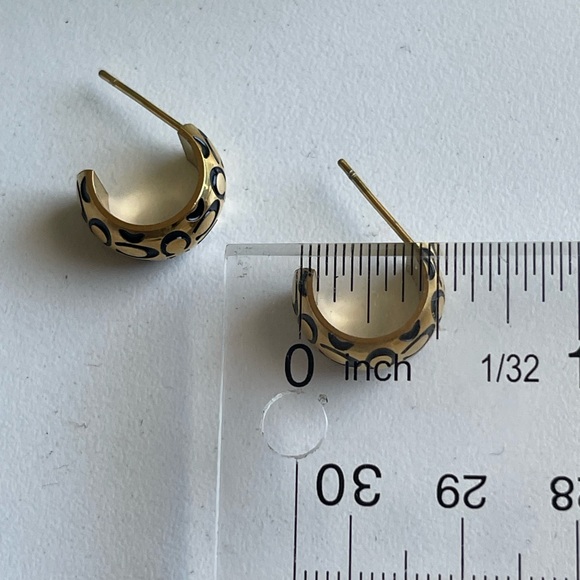Coach Elegant Gold and Black Hoop Earrings - Picture 8 of 9